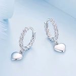 Ezüst fülbevaló, szív