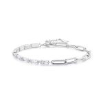 Ezüst karkötő, lánc és cirkóniumkristály