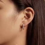 Ezüst fülbevaló, négyzet alakú, opál kék