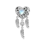 Silberanhänger, Fledermaus, Traumfängerherz, mit Kristall