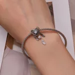 Silberanhänger, Fledermaus, Traumfängerherz, mit Kristall