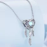 Silberanhänger, Fledermaus, Traumfängerherz, mit Kristall