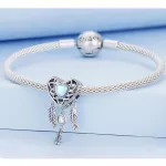 Silberanhänger, Fledermaus, Traumfängerherz, mit Kristall