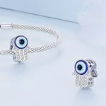 Silberanhänger, Hand von Fatima, mit Teufelsauge