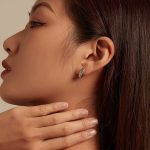 Ezüst fülbevaló, mintás vintage