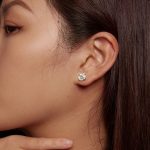 Silberohrringe mit Moissanit-Kristall, steckbar
