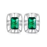 Ezüst fülbevaló, szögletes