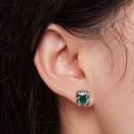 Ezüst fülbevaló, szögletes