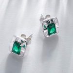 Ezüst fülbevaló, szögletes