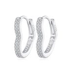 Silberohrringe mit Kristall, herzförmig