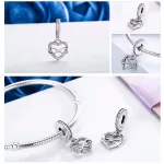 Ezüst charm, szív a végtelen jelével