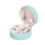 Schmuckkästchen für Charms, Ringe, Armbänder, Ketten, tragbar, rund, blau