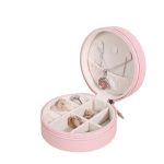 Schmuckkästchen für Charms, Ringe, Armbänder, Ketten, tragbar, rund, rosa