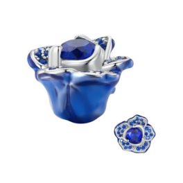 Silberanhänger, blaue Rose