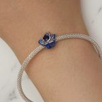 Silberanhänger, blaue Rose