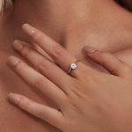 Silberring mit Moissanit-Kristall, Größe 6