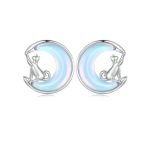Silberohrringe, Katze mit Mond