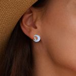 Silberohrringe, Katze mit Mond