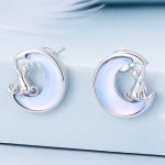 Silberohrringe, Katze mit Mond