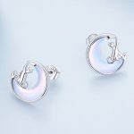 Silberohrringe, Katze mit Mond