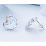 Silberohrringe, Katze mit Mond