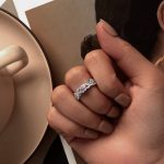 Silberring, lila Blume, Größe 7