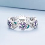 Silberring, lila Blume, Größe 8