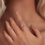 Silberring, lila Blume, Größe 8