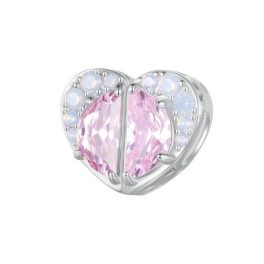 Silberner Anhänger, rosa Herz
