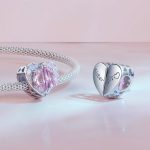 Silberner Anhänger, rosa Herz