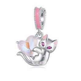 Silberanhänger, Katze mit Herz