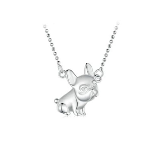 Silberne Halskette mit Bulldoggen-Anhänger