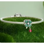 Silberanhänger mit Kleeblatt-Marienkäfer