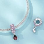 Silberanhänger, Blumen mit Marienkäfer