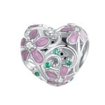 Silberanhänger, Herz mit Blumen