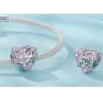 Silberanhänger, Herz mit Blumen