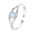 Ezüst gyűrű kék szívvel, állítható méret