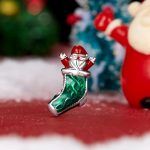 Ezüst charm, karácsonyi zokni