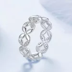 Ezüst női gyűrű, virágos, 8