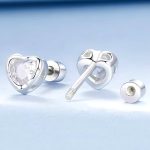 Ezüst fülbevaló, szív
