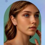 Ezüst fülbevaló, zöld bolygó