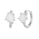 Ezüst fülbevaló, fehér rózsa