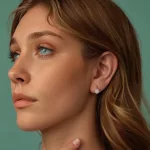 Ezüst fülbevaló, fehér rózsa