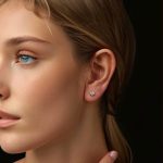 Ezüst fülbevaló, rózsa