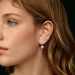 Ezüst fülbevaló, moissanit és gyöngy