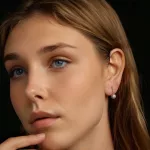 Ezüst fülbevaló, virág