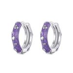 Ezüst fülbevaló, lila