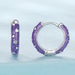 Ezüst fülbevaló, lila
