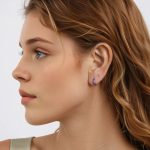 Ezüst fülbevaló, lila