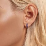 Ezüst fülbevaló, lila